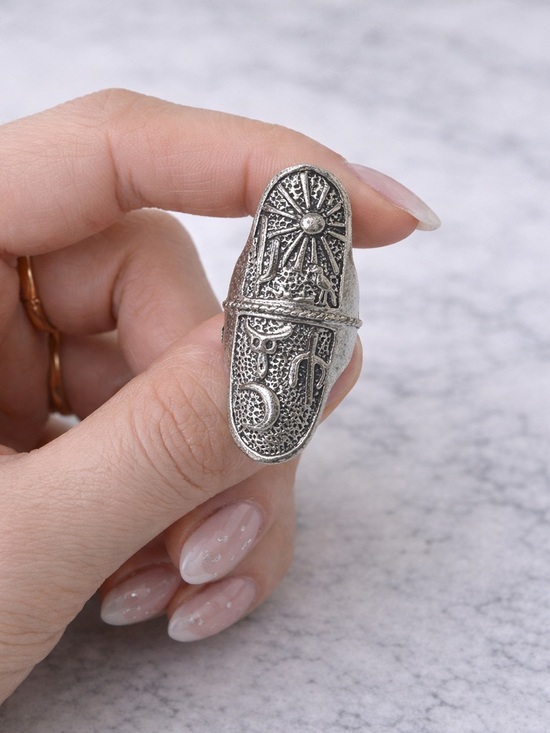 Jewelry - Estate find Western Southwestern Ring Sun Cactus Longhorn Moon Size 5.5